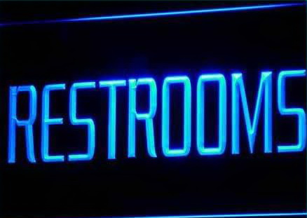 RESTROOMS Toilet Washroom Fluorescent Light Sign